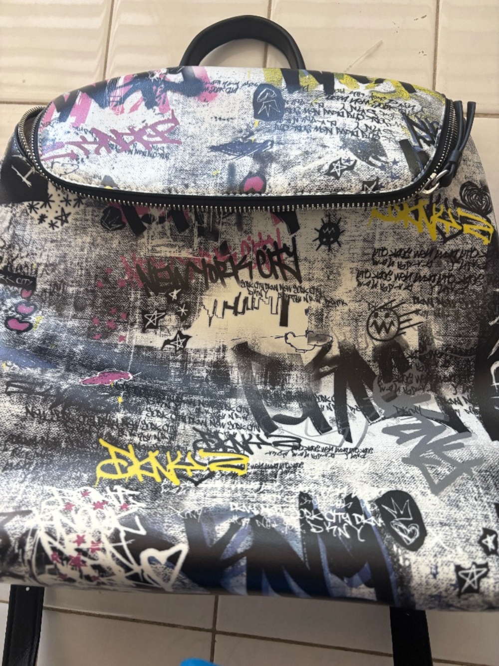 DKNY TILLY GRAFFITI FOLDOVER BACKPACK